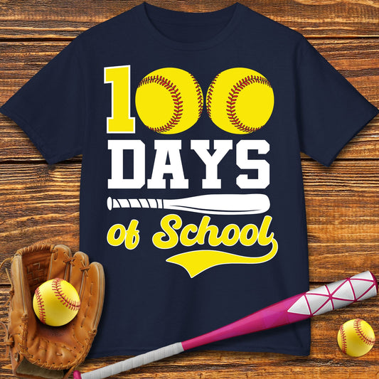 100 Days Of School Softball Kids T-Shirt - HomeRun PrintsKids clothes
