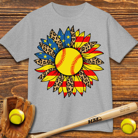 USA Sunflower Softball Kids T-shirt