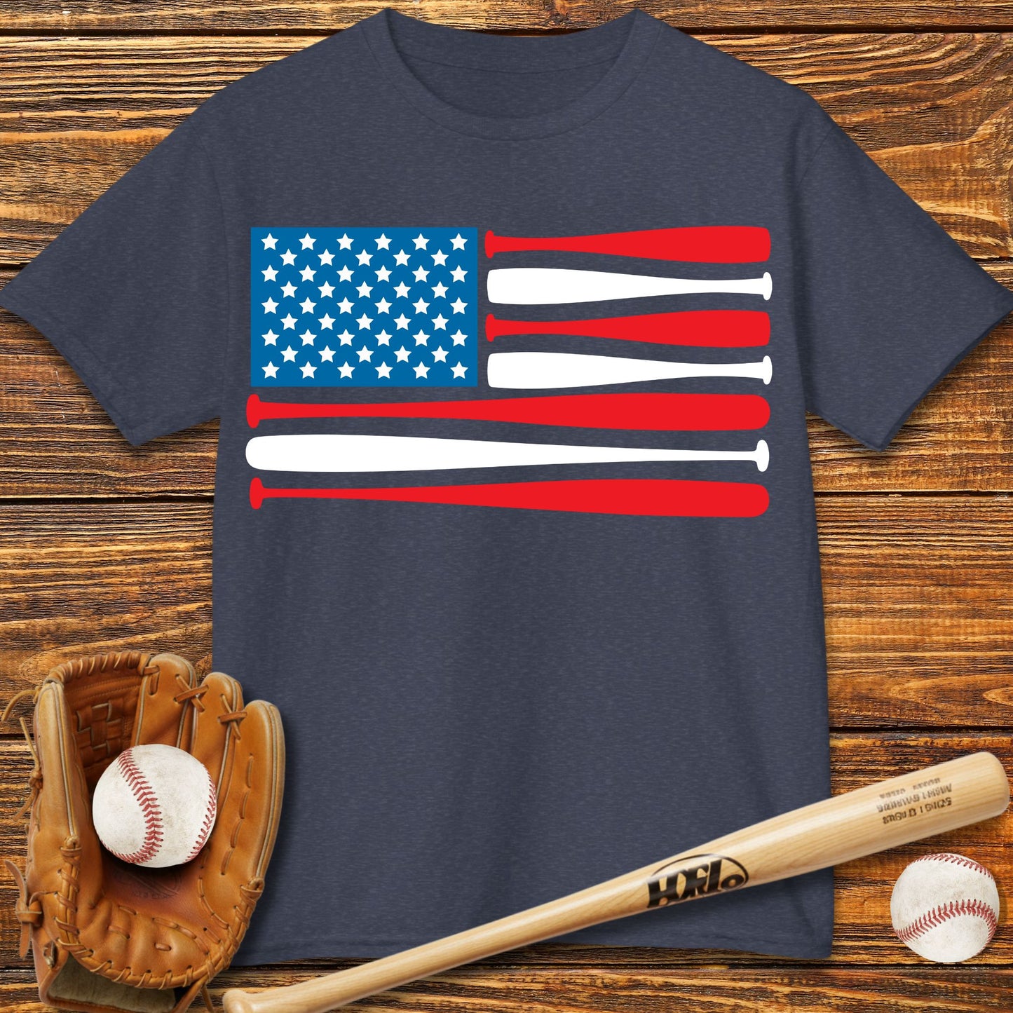 Baseball USA Flag Kids T-Shirt