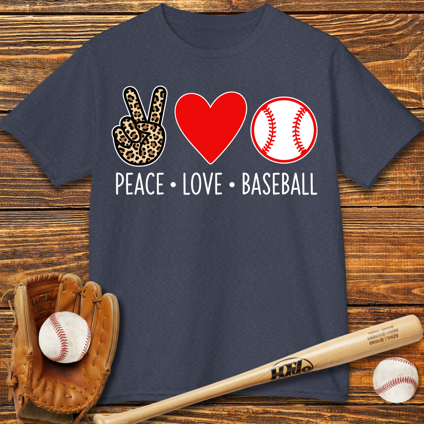 Peace Love Baseball Kids T-Shirt