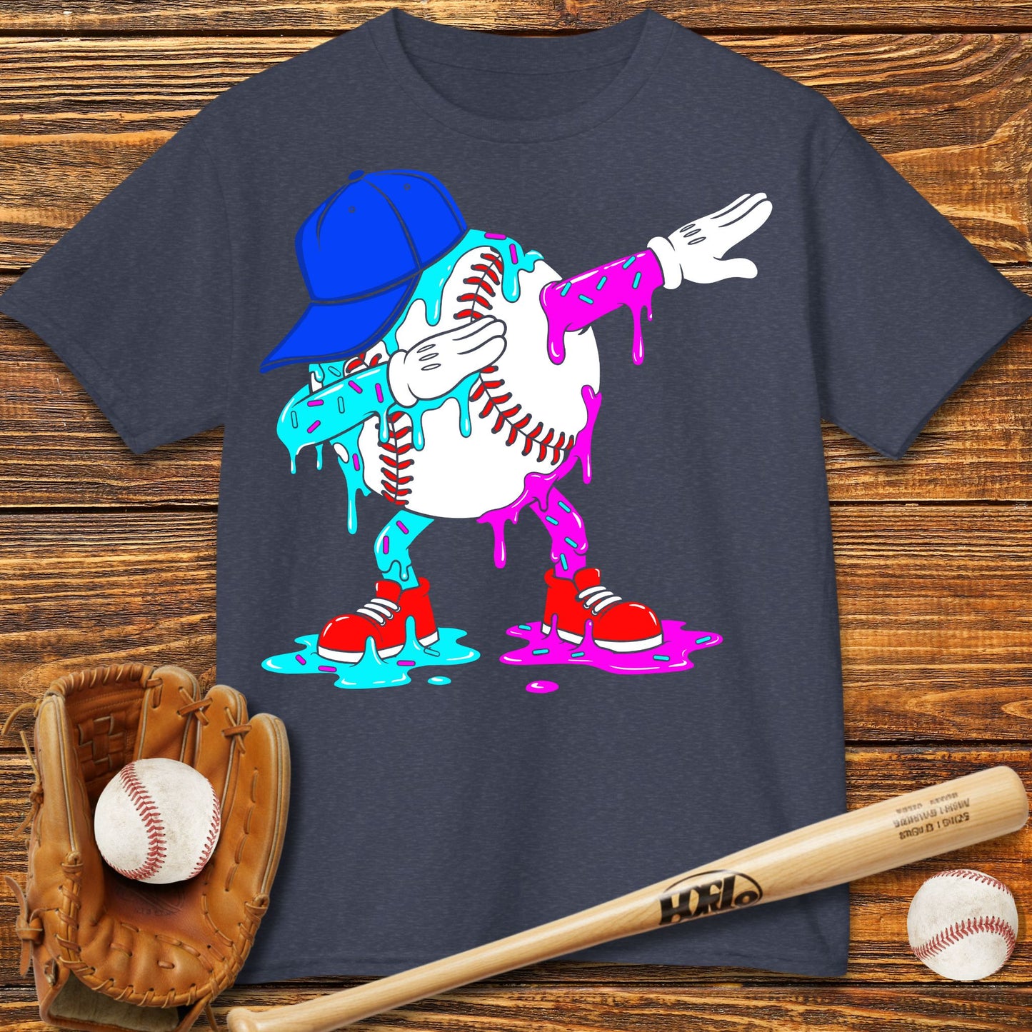 Dabbing Baseball Drip Kids T-Shirt