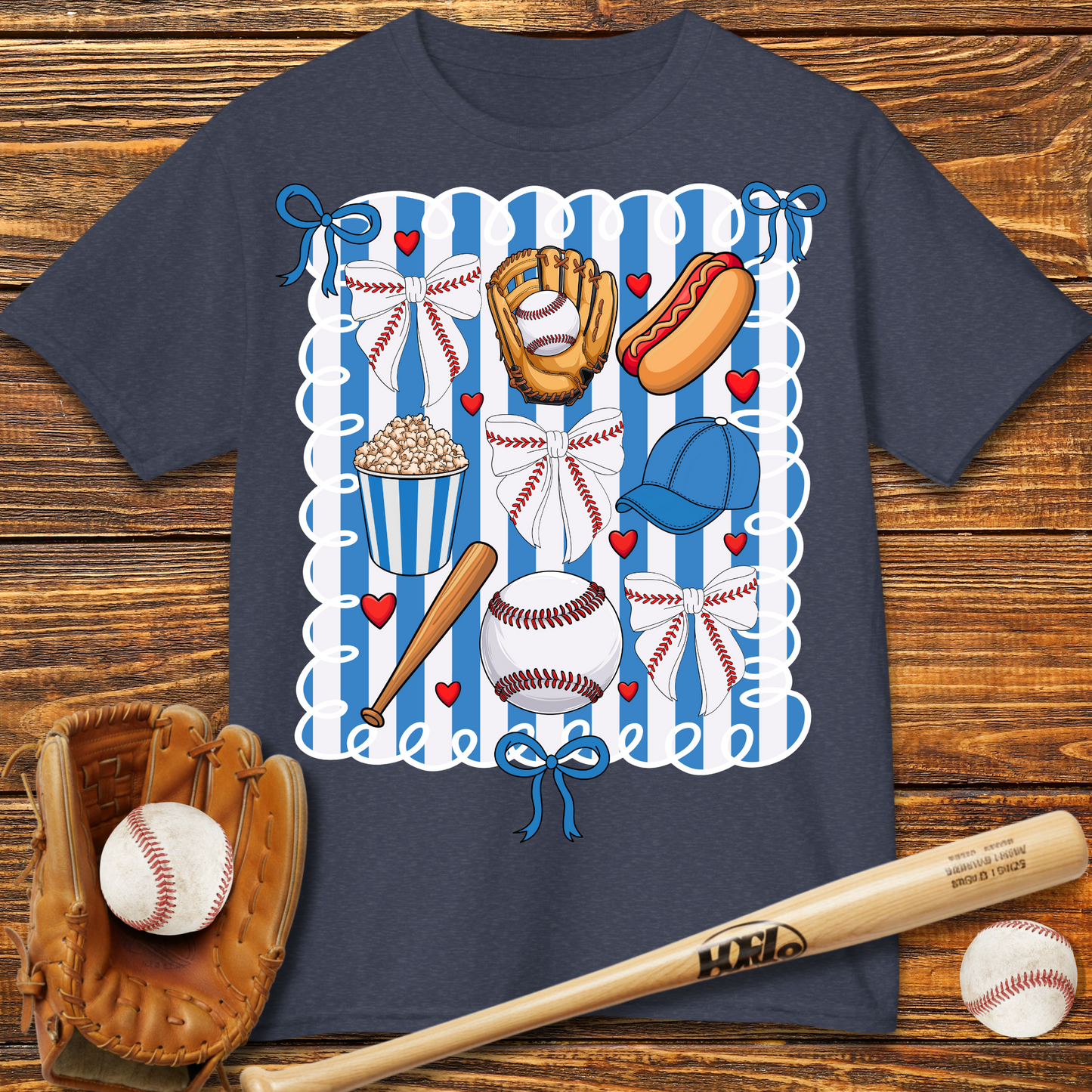 Baseball Bow Kids T-Shirt