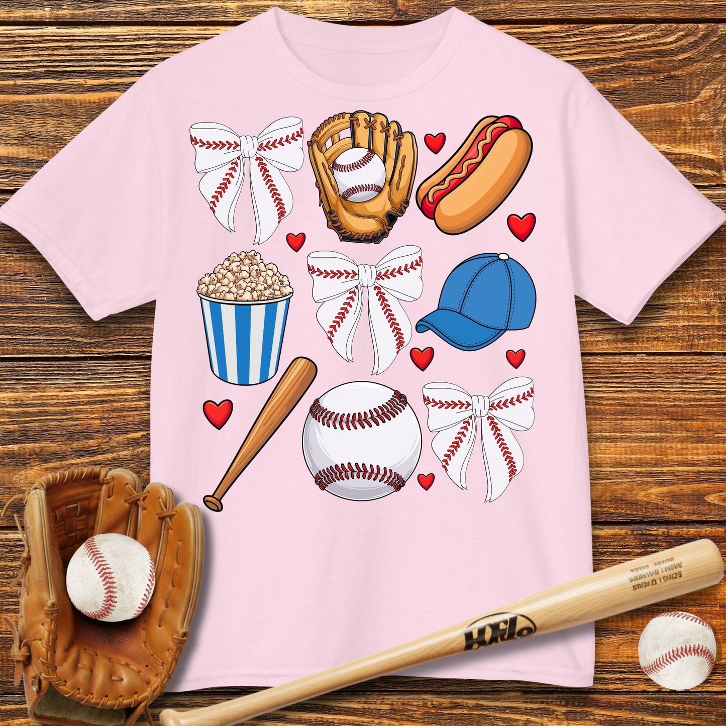 Blue Coquette Bow Kids T-Shirt