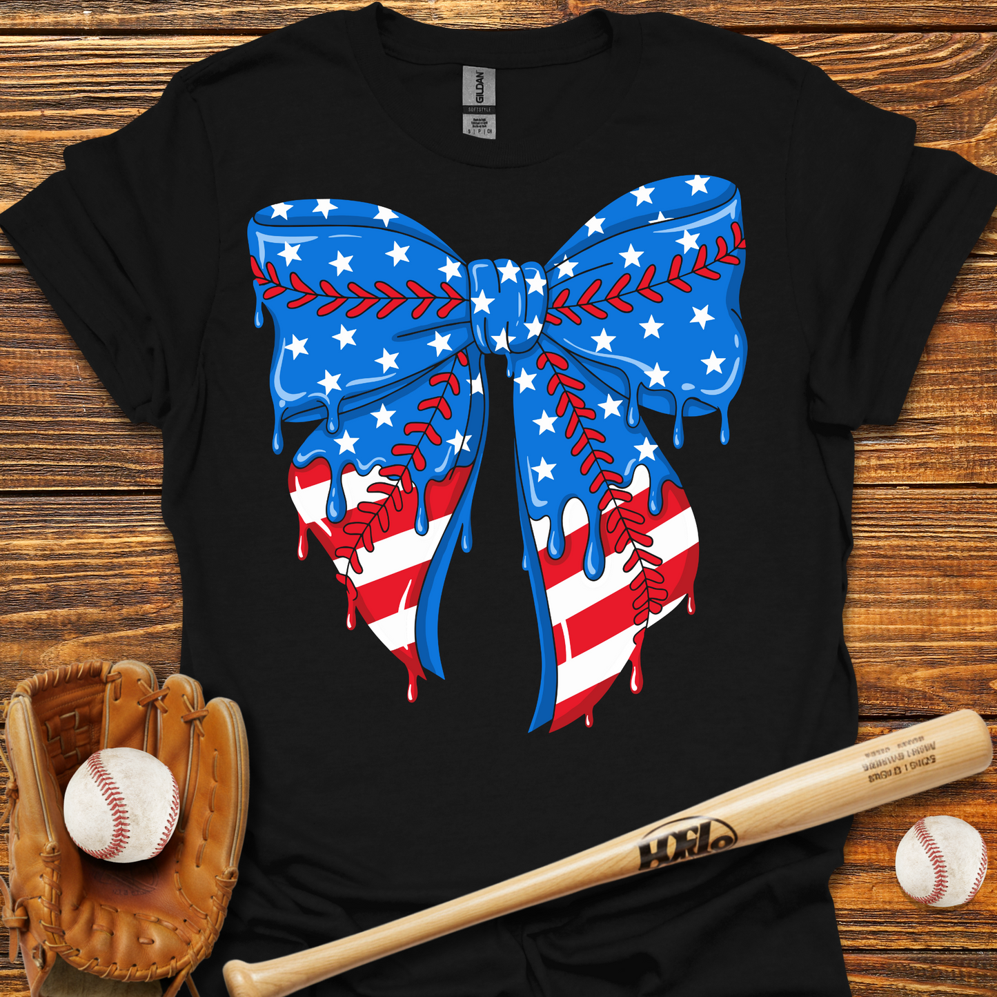 Baseball Bow USA Drip Tee