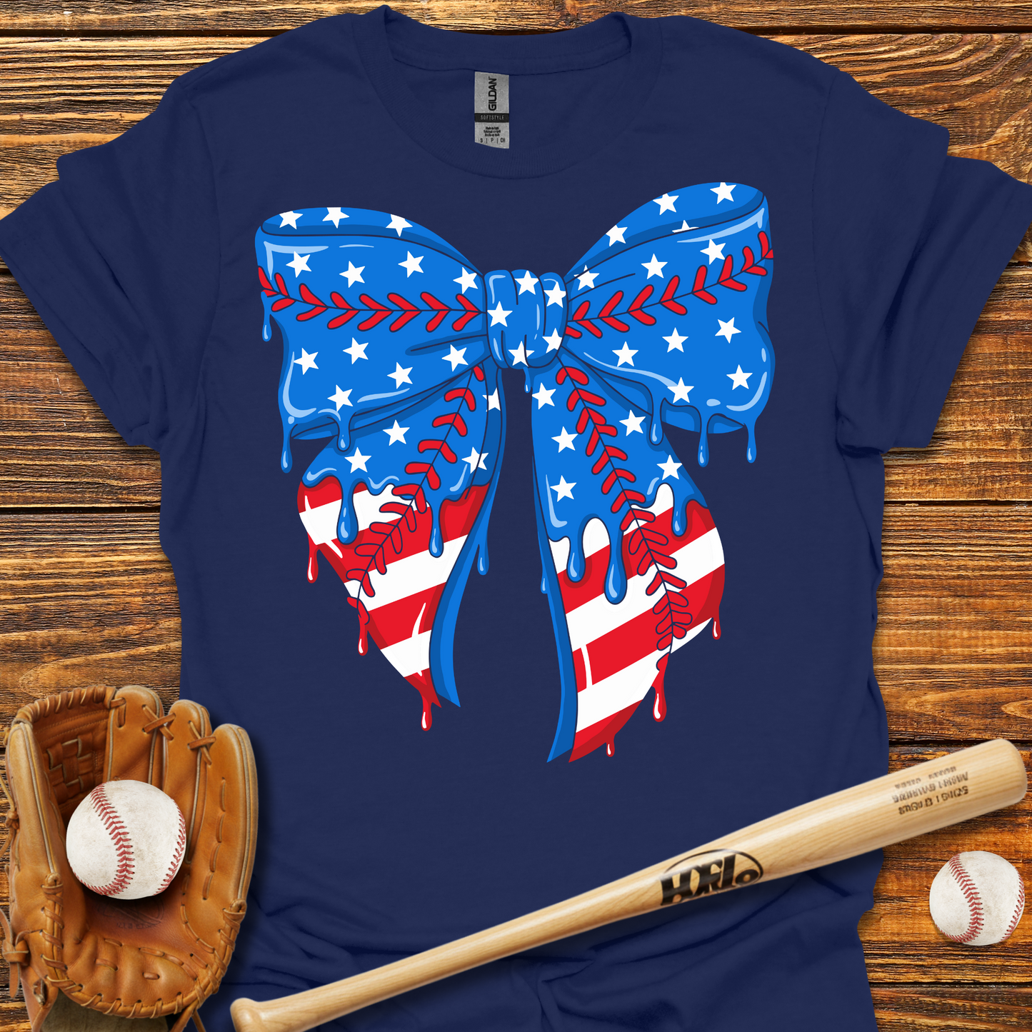 Baseball Bow USA Drip Tee
