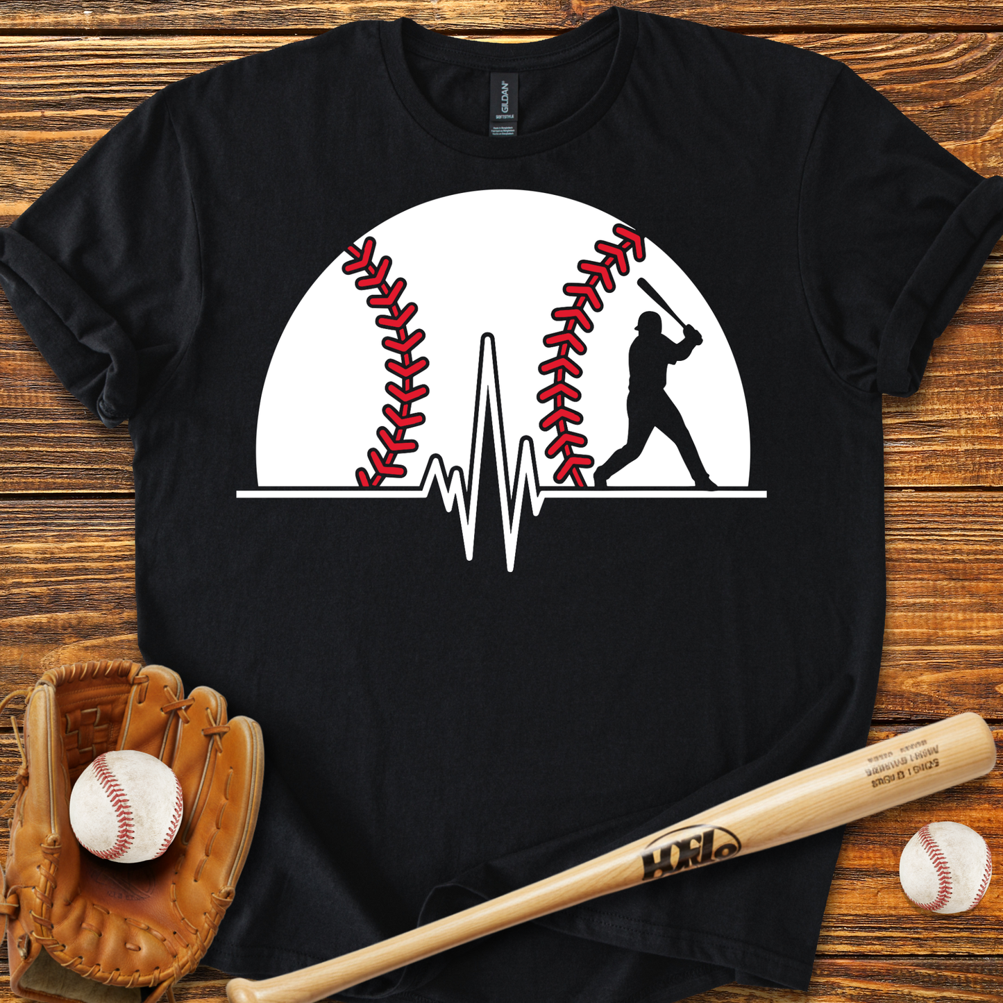Baseball Heartbeat Adult T-Shirt