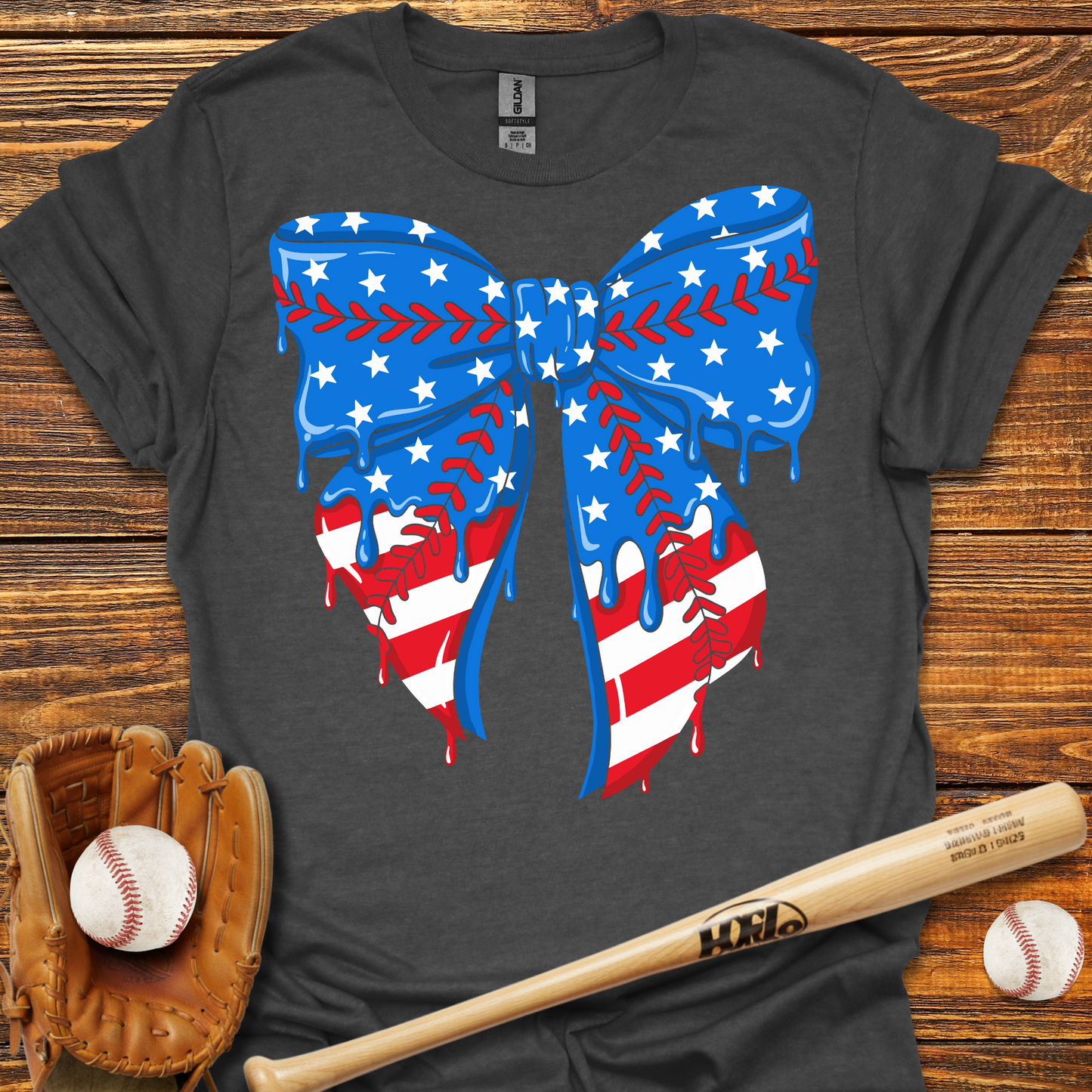Baseball Bow USA Drip Tee