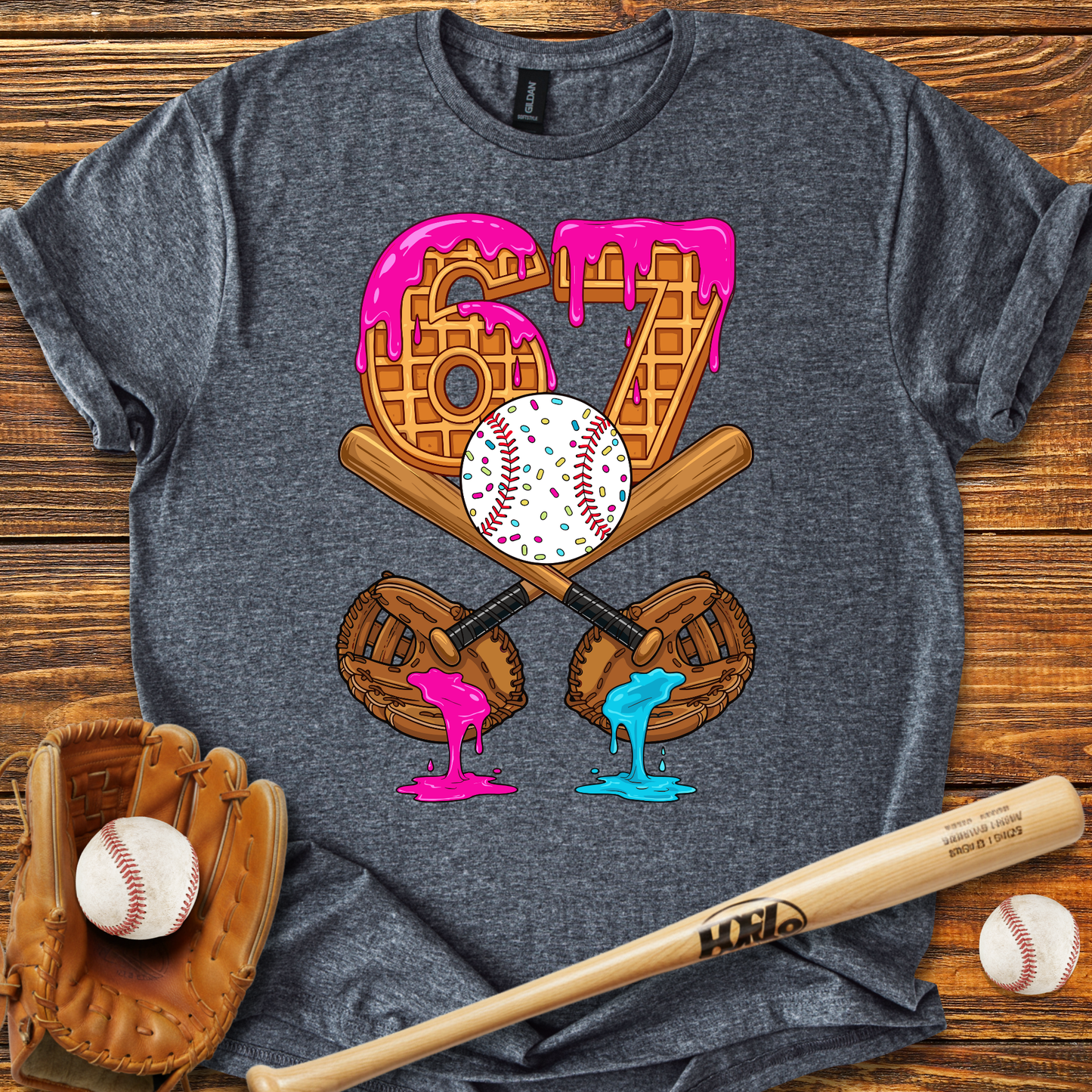Baseball Drip 67 Catcher Adult T-Shirt