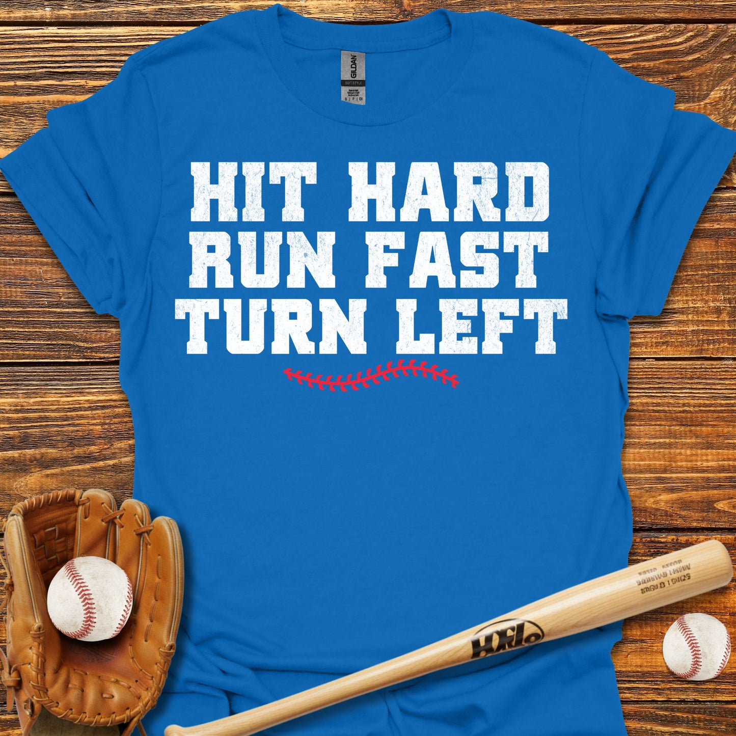 Hit Hard Run Fast Turn Left Adult T-Shirt