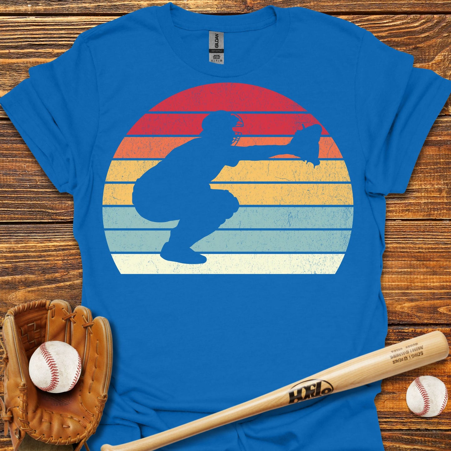 Vintage Catcher Adult T-Shirt