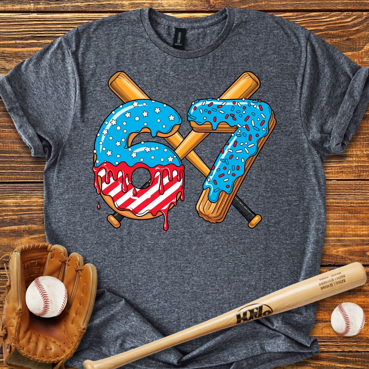 Baseball Drip 67 USA Adult T-Shirt