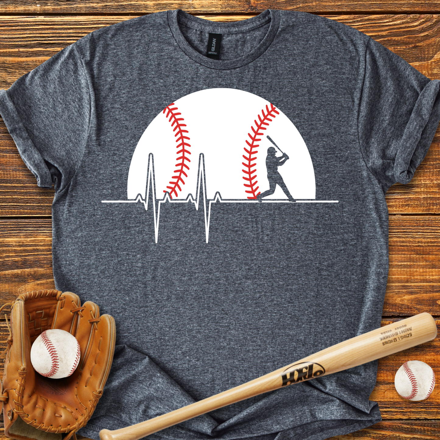Baseball Heartbeat Adult T-Shirt