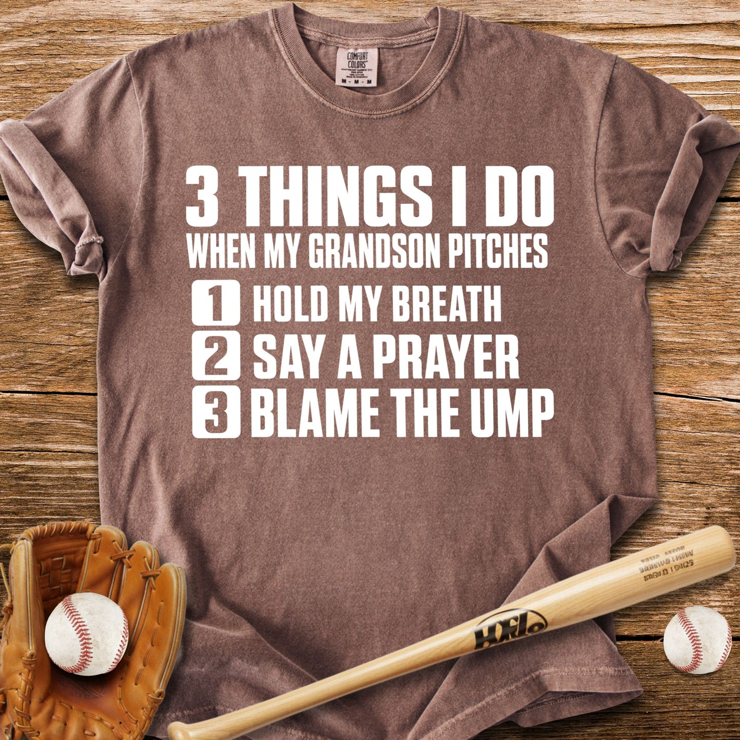 Grandson Pitches Grandma Prays T-Shirt