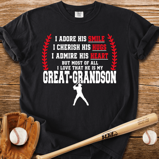 Adores Her Great-Grandson T-Shirt - HomeRun PrintsComfort Colors