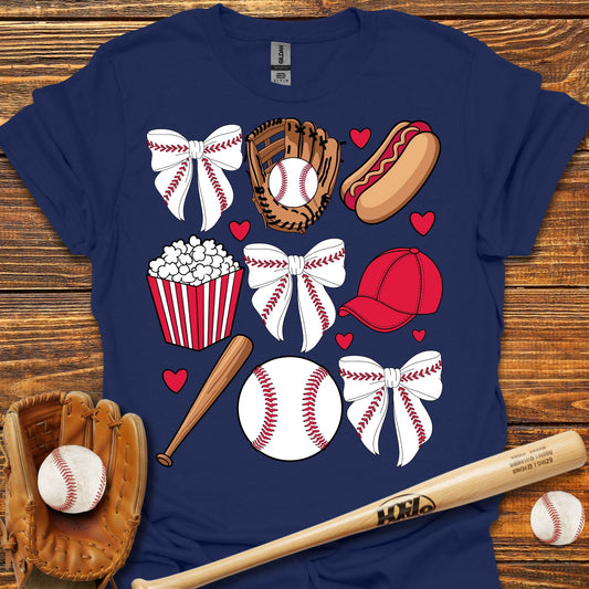 Baseball Coquette Bow T-Shirt - HomeRun PrintsT-Shirt