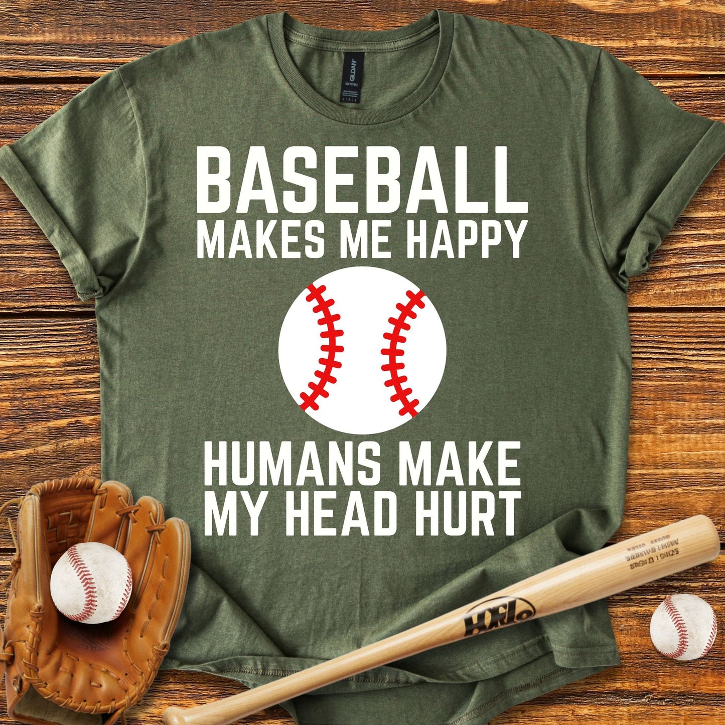 Baseball Makes Me Happy T-Shirt - HomeRun PrintsT-Shirt