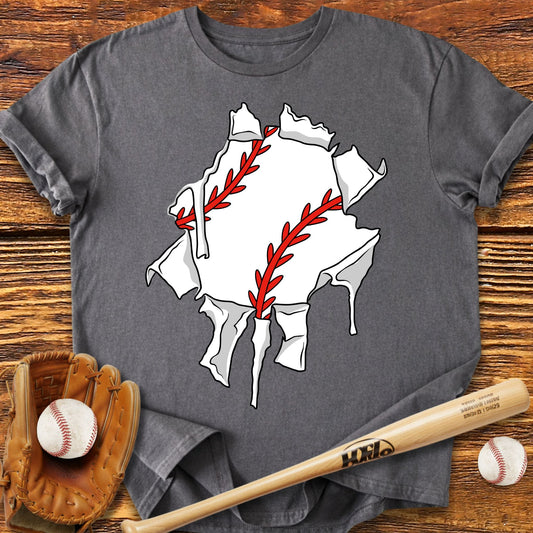 Baseball Ripping Through T-Shirt - HomeRun PrintsT-Shirt