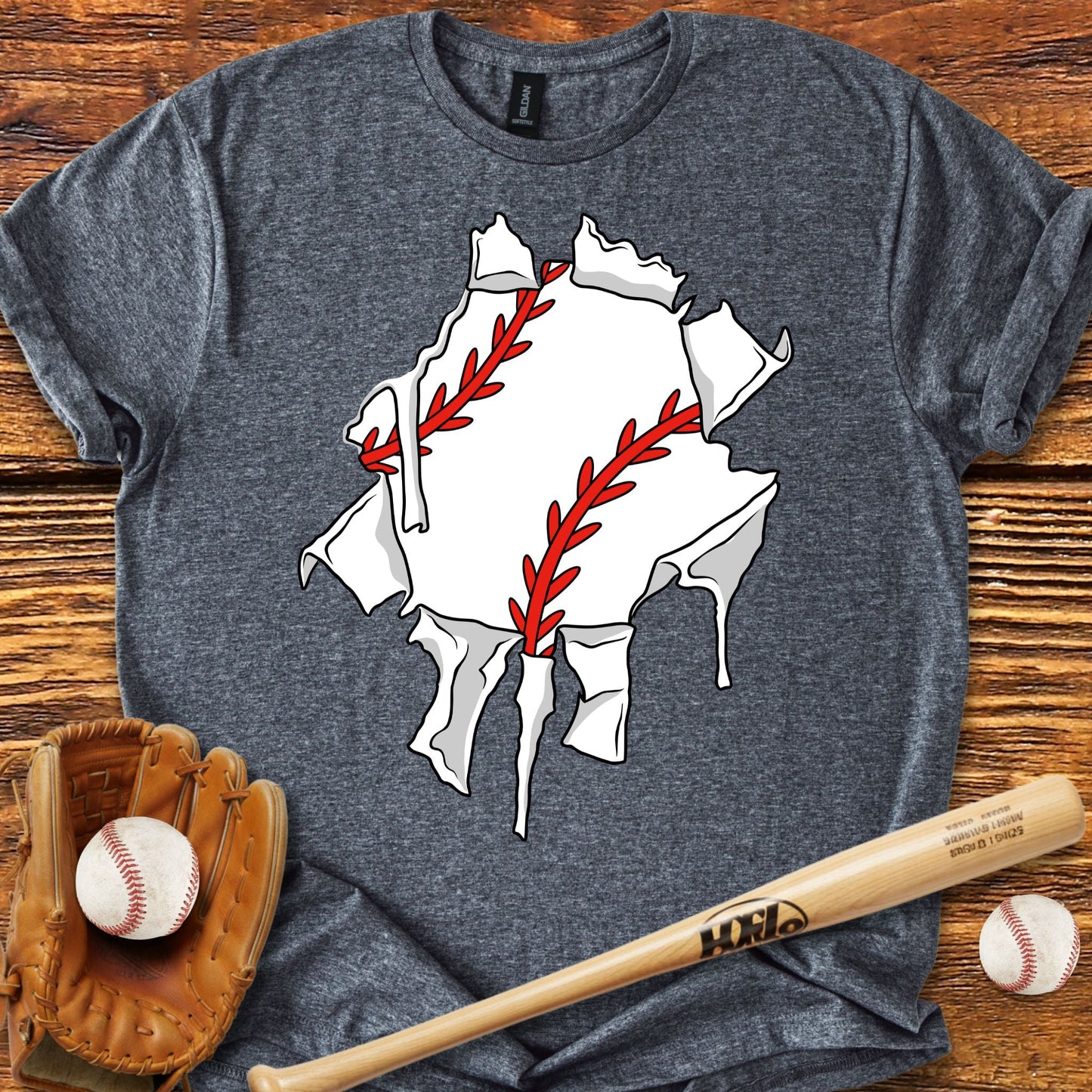 Baseball Ripping Through T-Shirt - HomeRun PrintsT-Shirt