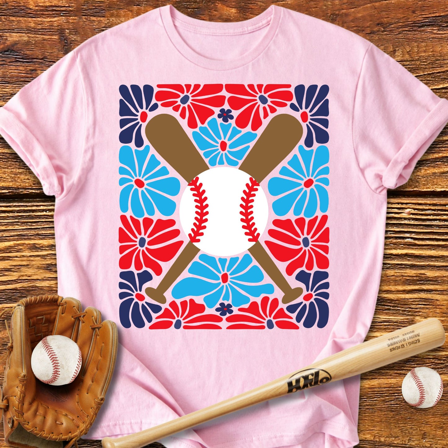 Boho Flower Baseball T-shirt - HomeRun PrintsT-Shirt