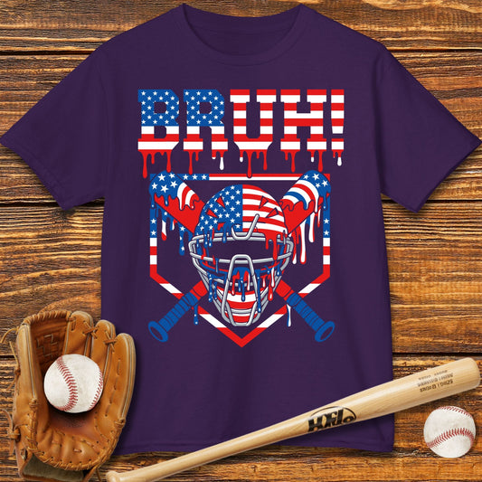 Bruh Patriotic Catcher Drip Kids T-shirt - HomeRun PrintsKids clothes