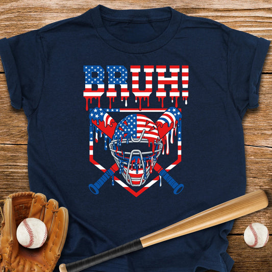 Bruh Patriotic Catcher Drip Youth Tee - HomeRun PrintsKids clothes