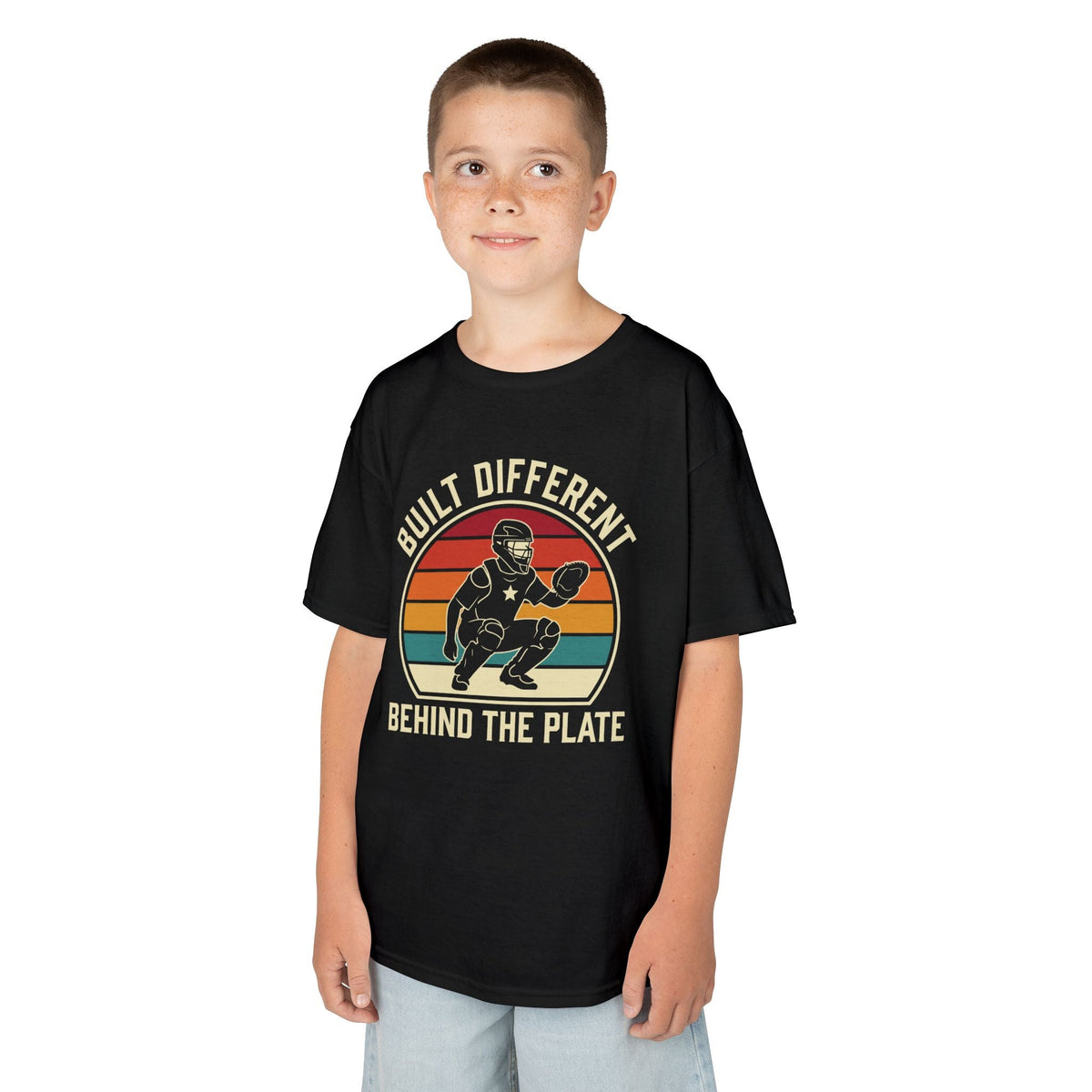 Built Different Catcher Kids T-shirt - HomeRun PrintsKids clothes