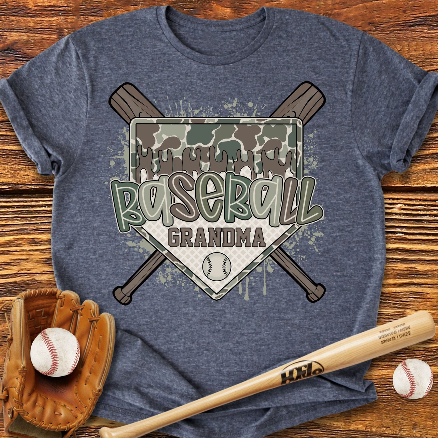 Camo Baseball Grandma T-Shirt - HomeRun PrintsT-Shirt