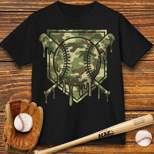 Camo Drip Baseball Kids T-shirt - HomeRun PrintsKids clothes