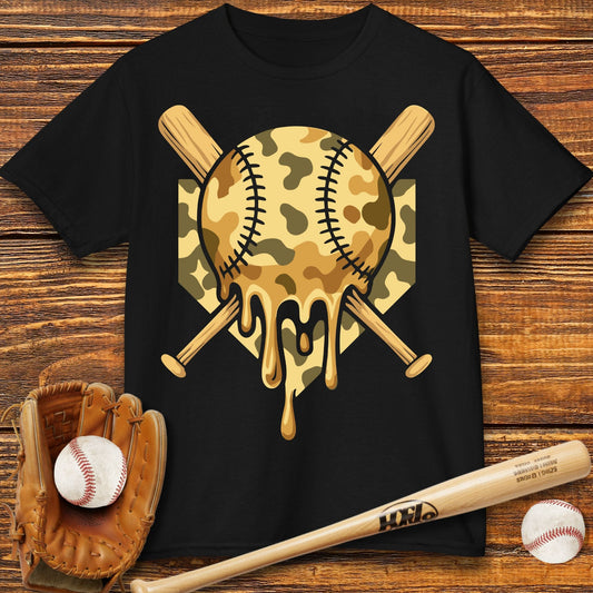 Camo Drip Baseball Kids T-shirt - HomeRun PrintsKids clothes