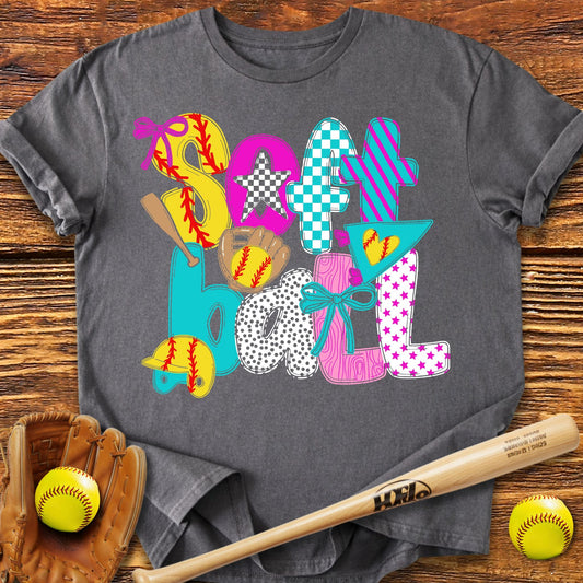 Cute Softball Bow Adult T-Shirt - HomeRun PrintsT-Shirt