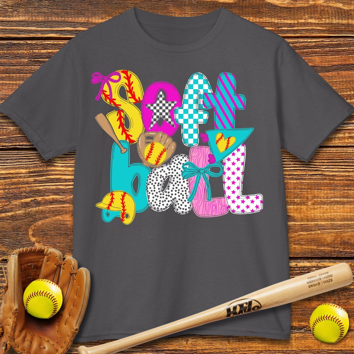 Cute Softball Bow Kids T-shirt - HomeRun PrintsKids clothes