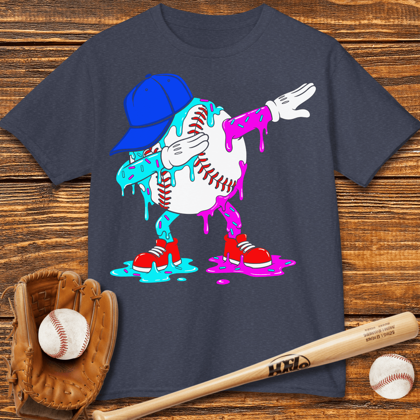 Dabbing Baseball Drip Kids T-Shirt - HomeRun PrintsKids clothes