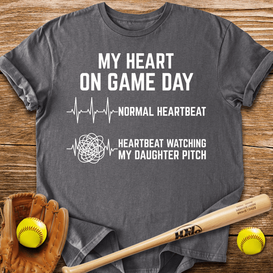 Daughter Pitch Races My Heart T-Shirt - HomeRun PrintsT-Shirt