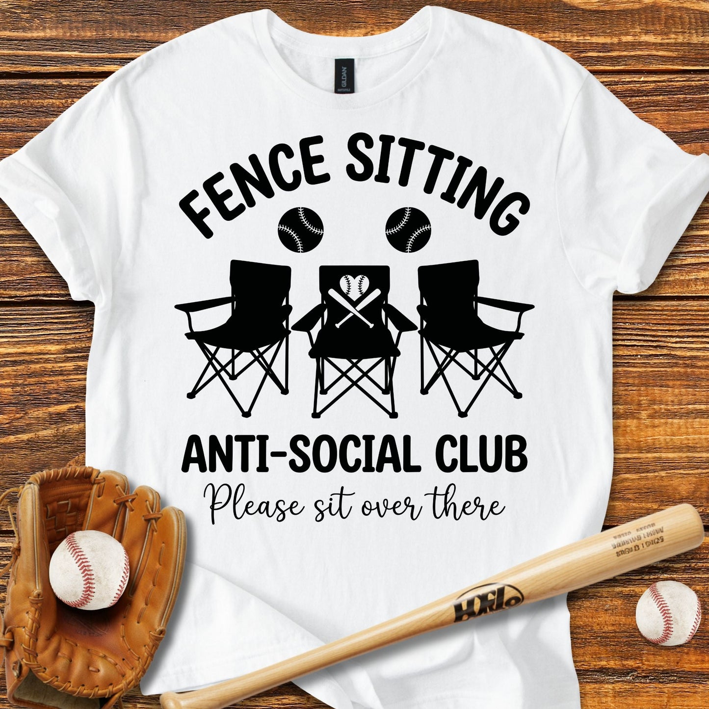 Fence Sitting Baseball s T-Shirt - HomeRun PrintsT-Shirt
