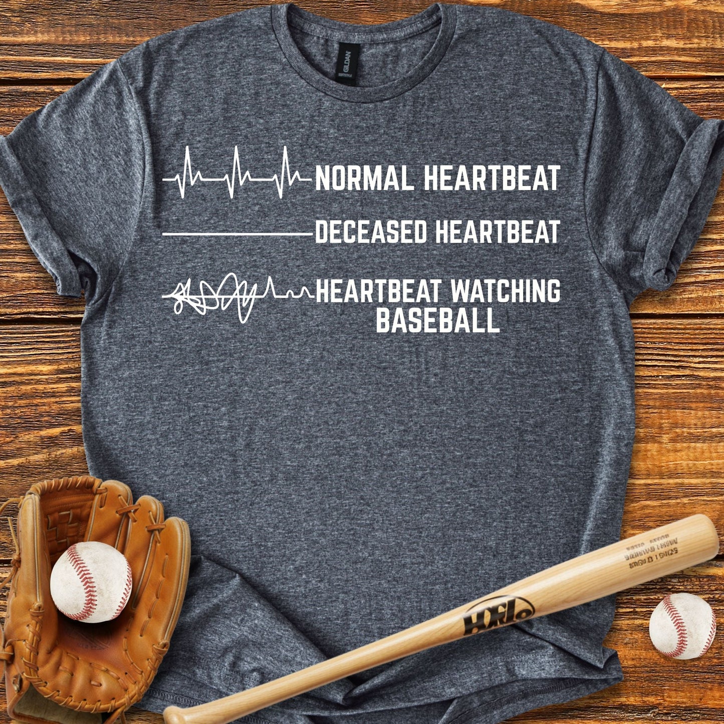Funny Heartbeat Baseball T-shirt - HomeRun PrintsT-Shirt