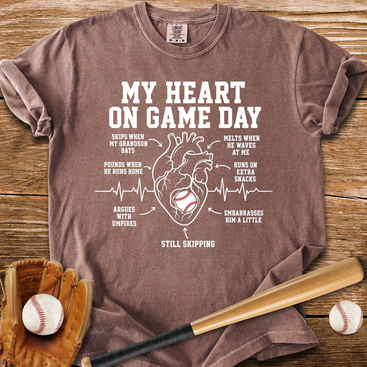 Grandson Game Day Heart - HomeRun PrintsComfort Colors