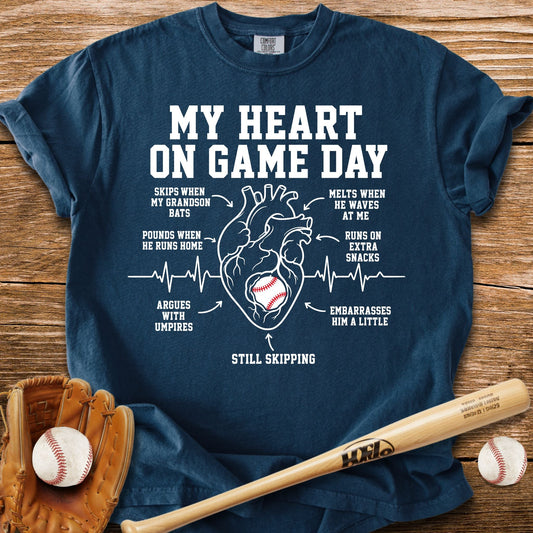 Grandson Game Day Heart T-Shirt - HomeRun PrintsComfort Colors