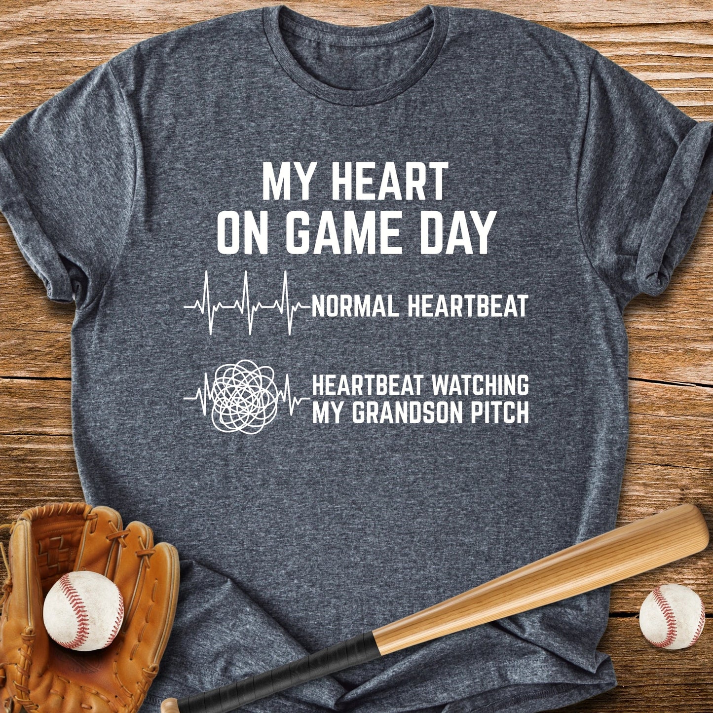 Grandson Pitch Races My Heart - HomeRun PrintsT-Shirt