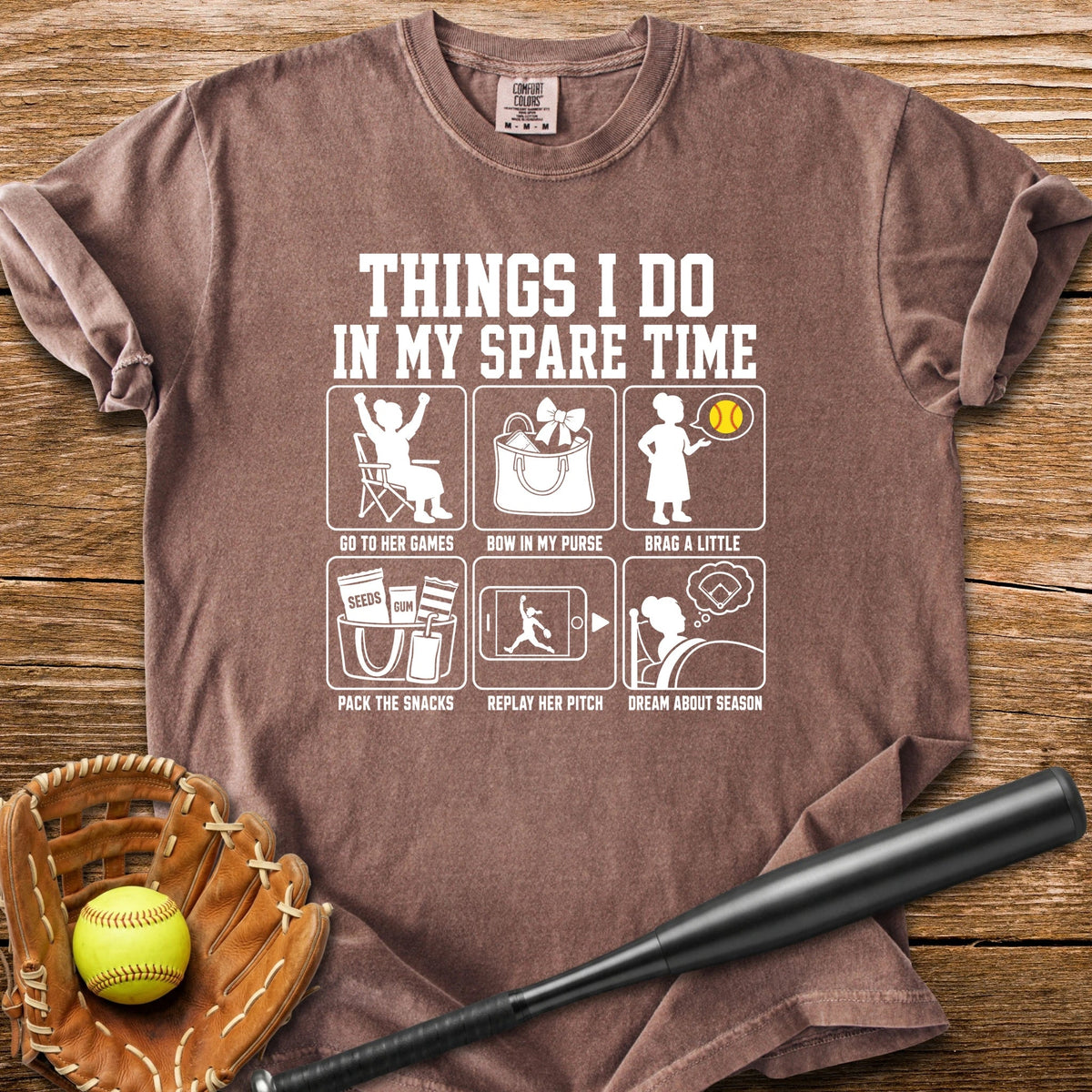 Her Softball Fills My Free Time - HomeRun PrintsComfort Colors