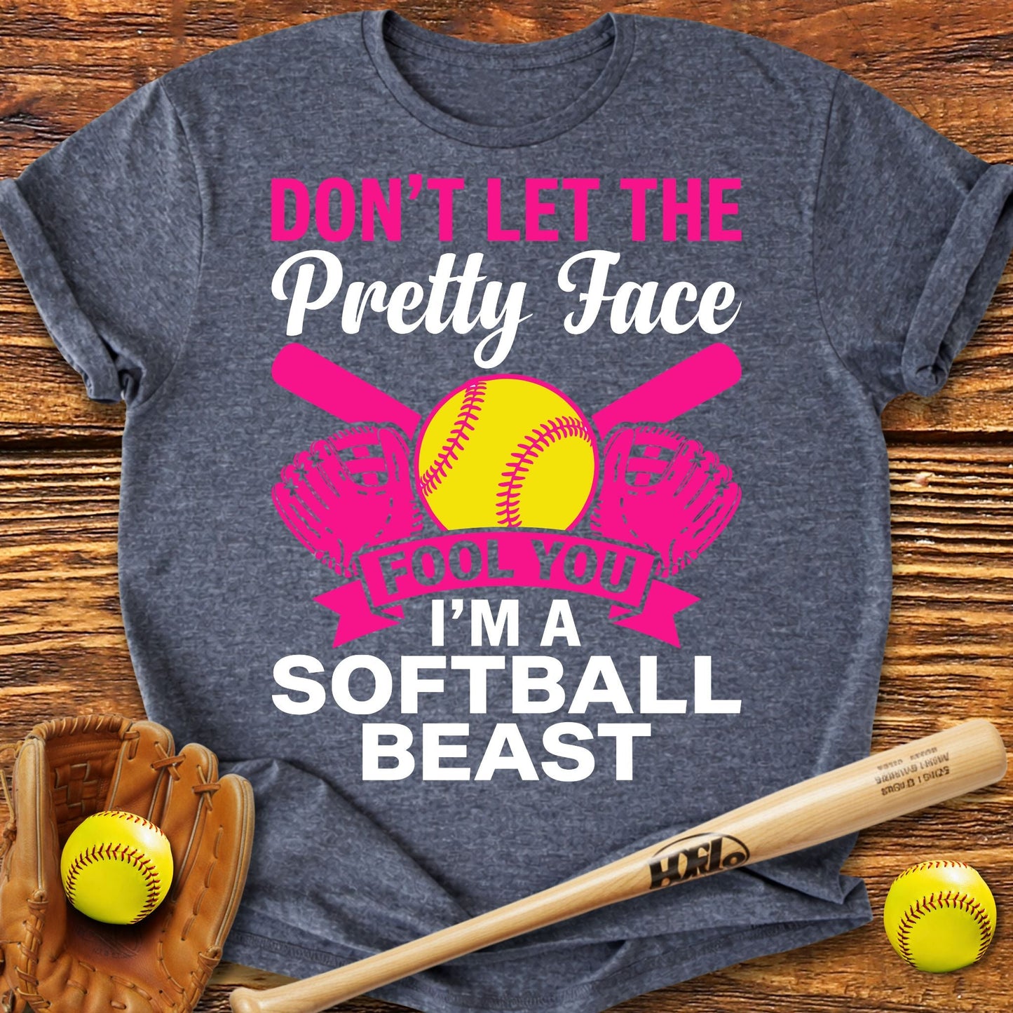 Pretty Face Softball Adult T-Shirt - HomeRun PrintsT-Shirt