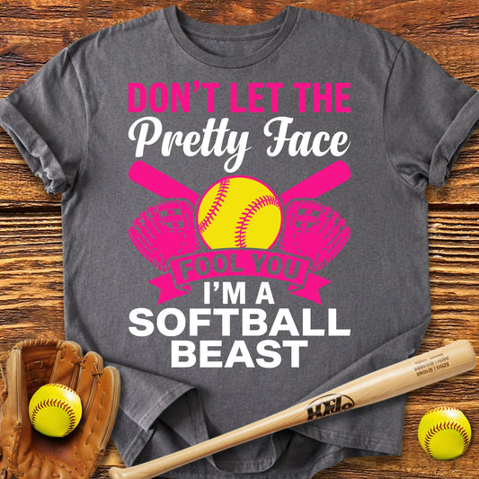 Pretty Face Softball Adult T-Shirt - HomeRun PrintsT-Shirt