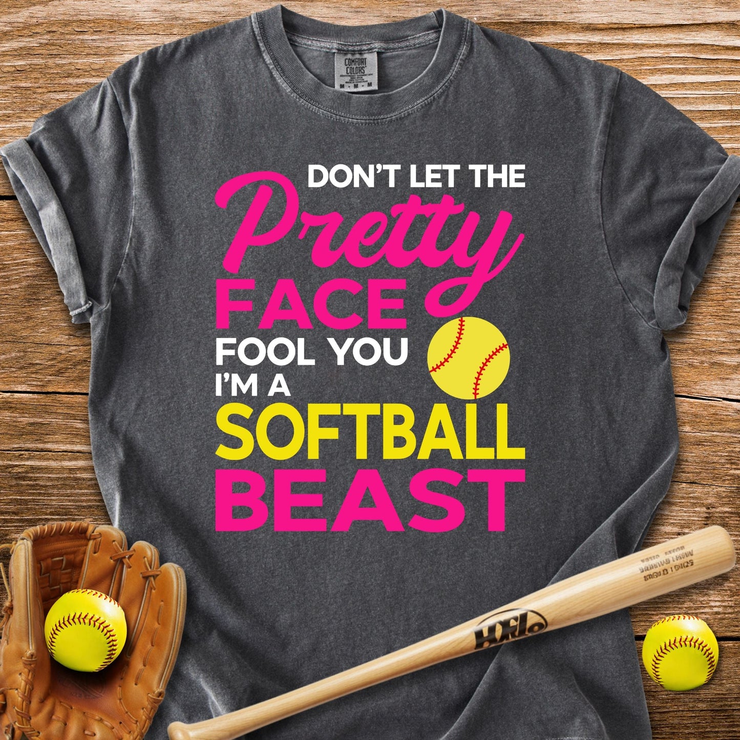 Pretty Face Softball Beast T-Shirt - HomeRun PrintsComfort Colors