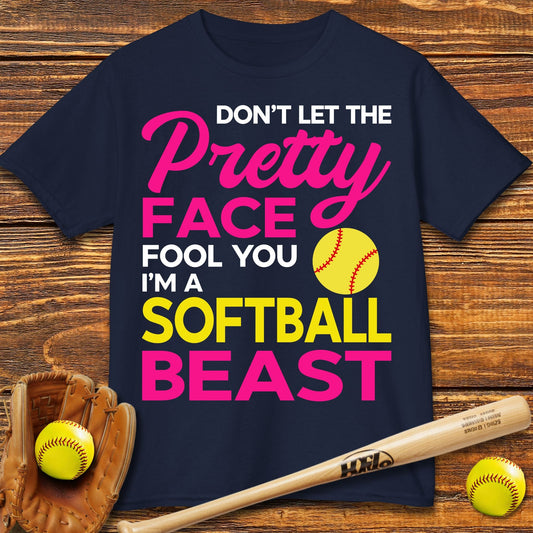 Pretty Face Softball Kids T-shirt - HomeRun PrintsKids clothes