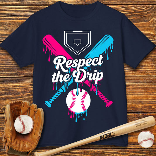 Respect The Drip Baseball Kids T-Shirt - HomeRun PrintsKids clothes