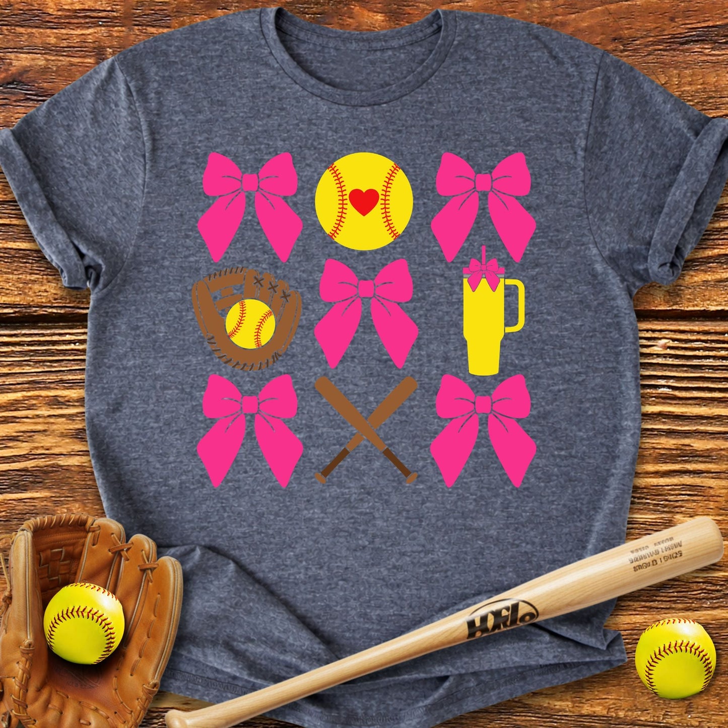 Softball Coquette Bow Adult T-Shirt - HomeRun PrintsT-Shirt