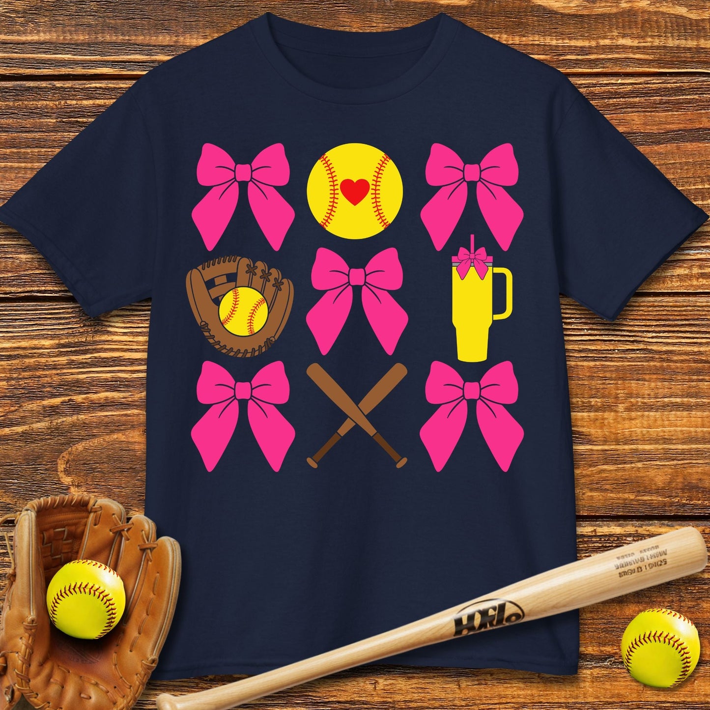 Softball Coquette Bow Kids T-shirt - HomeRun PrintsKids clothes