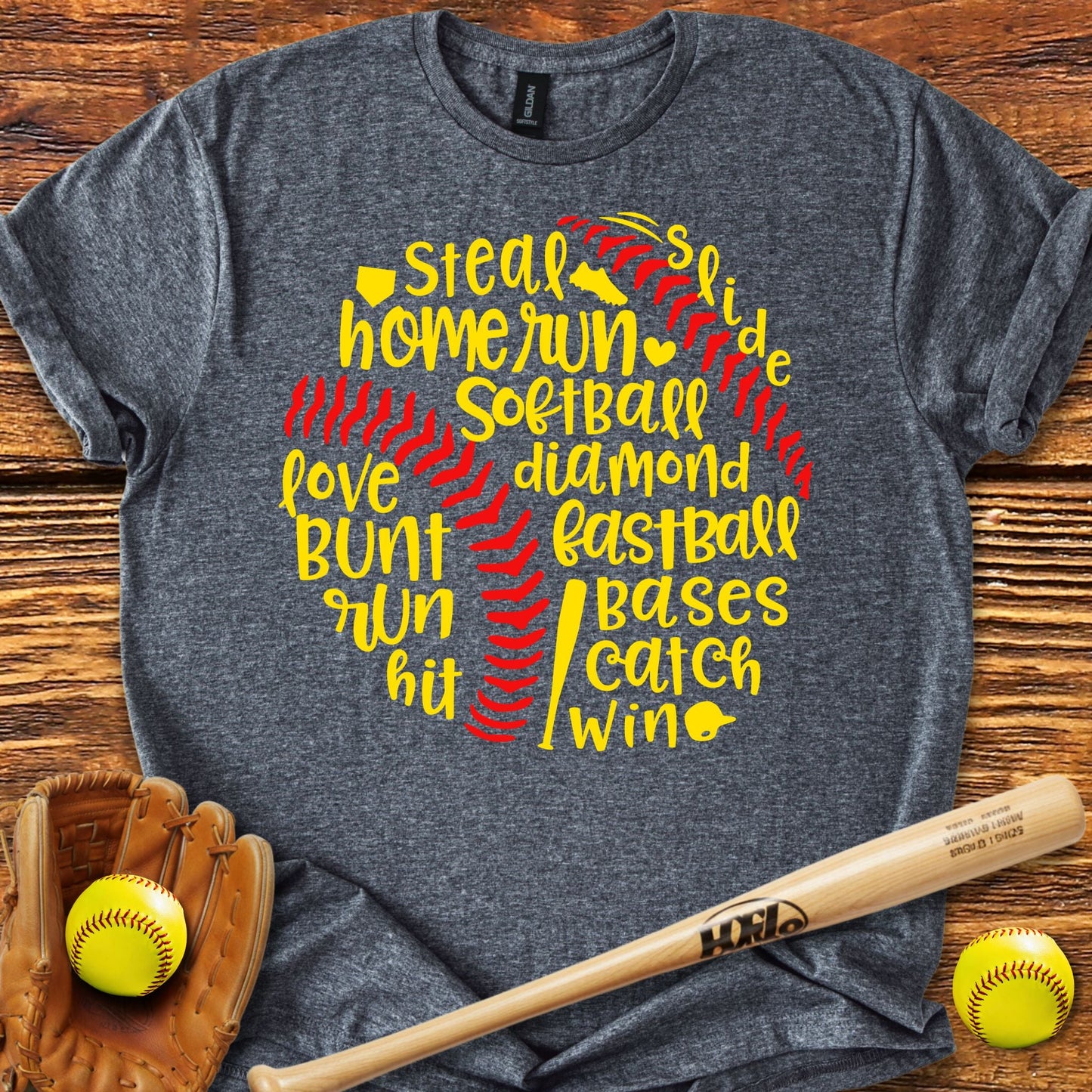 Softball Typography T-Shirt - HomeRun PrintsT-Shirt