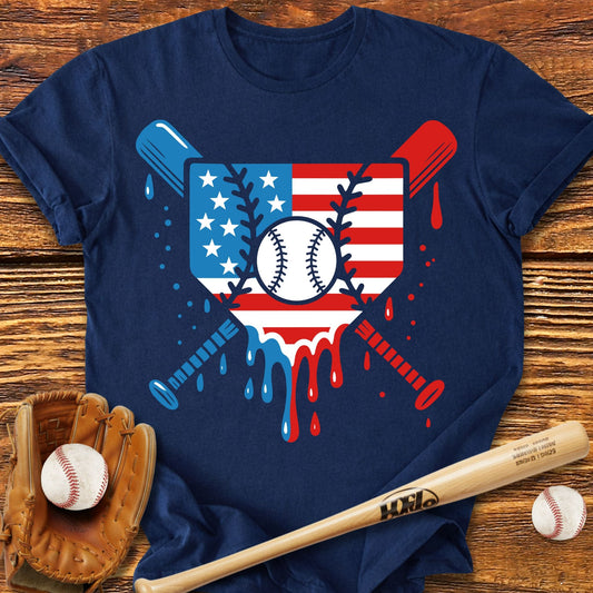 USA Baseball Drip Adult T-Shirt - HomeRun PrintsT-Shirt