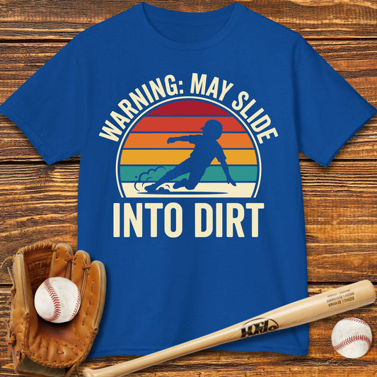 Warning May Slide Into Dirt Kids T-shirt - HomeRun PrintsKids clothes