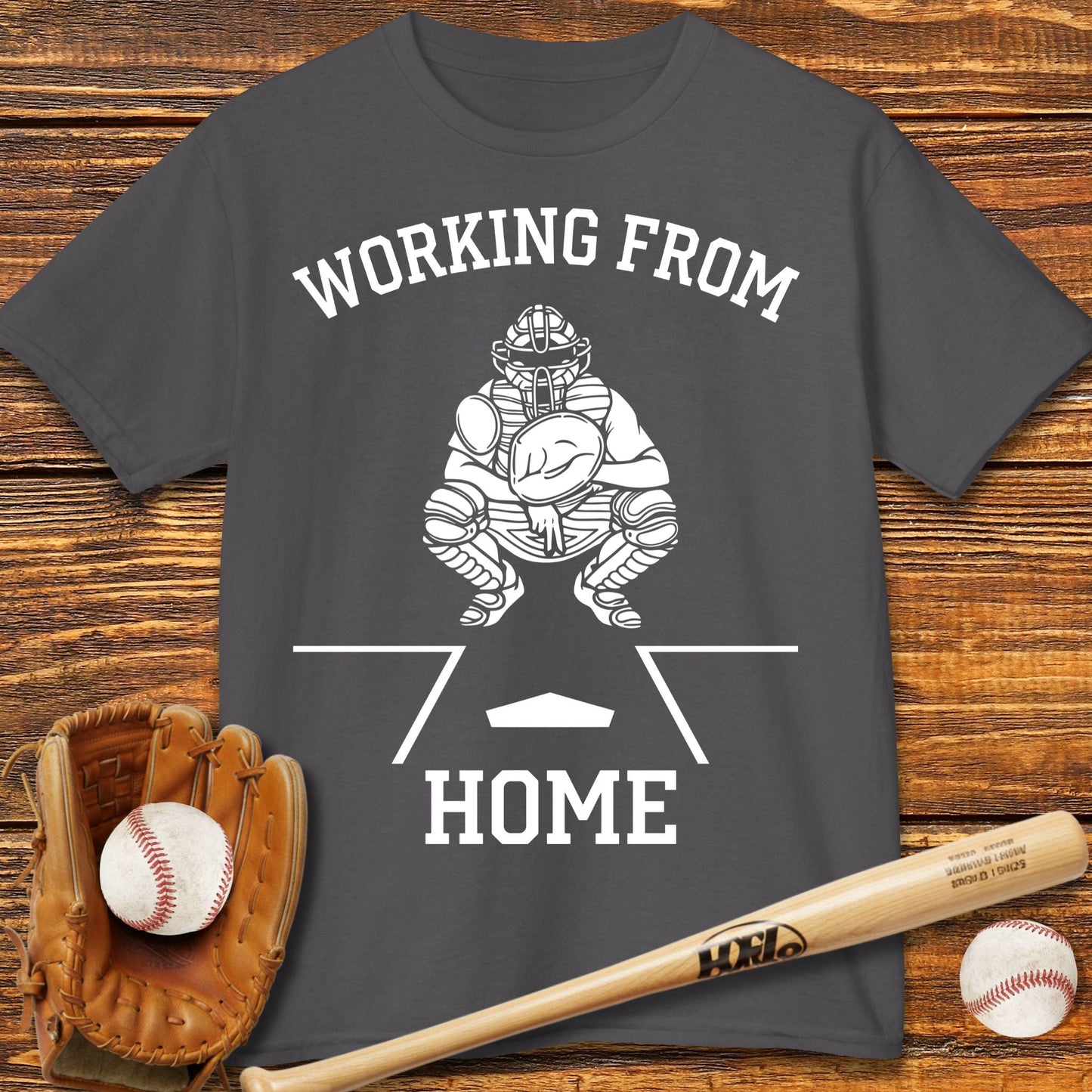 Working From Home Catcher Kids T-shirt - HomeRun PrintsKids clothes